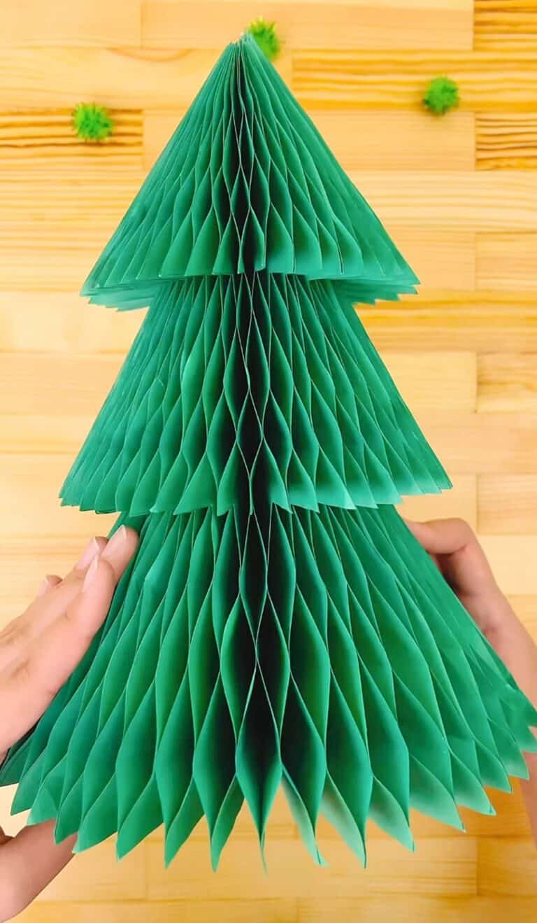 How To Make A 3D Honeycomb Paper Christmas Tree Craft