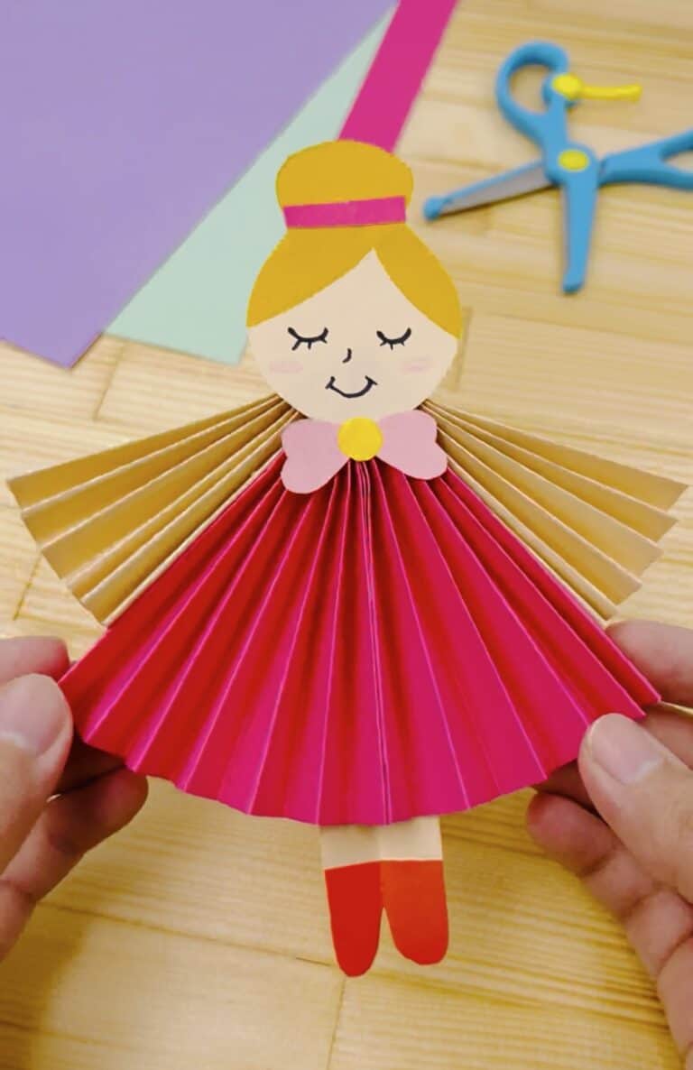 Paper Accordion Doll Craft – With Free Printable Template