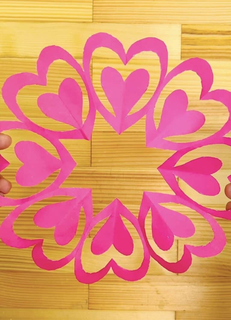 Easy Paper Heart Snowflake Valentine Craft