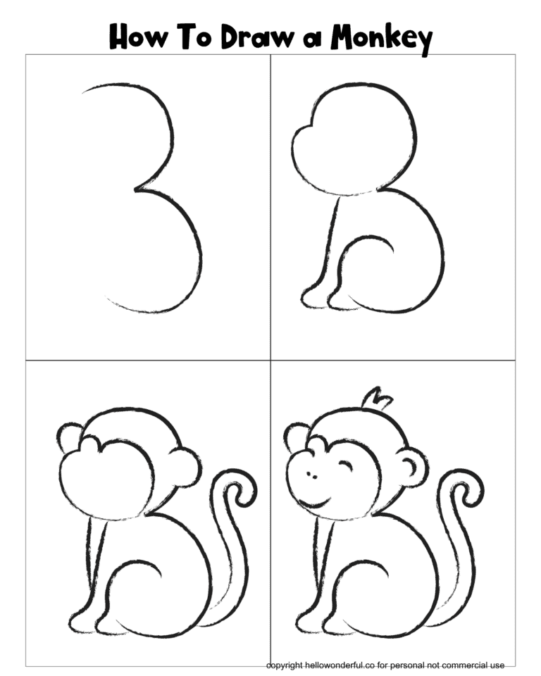 How to Draw a Monkey – With Printable Guide