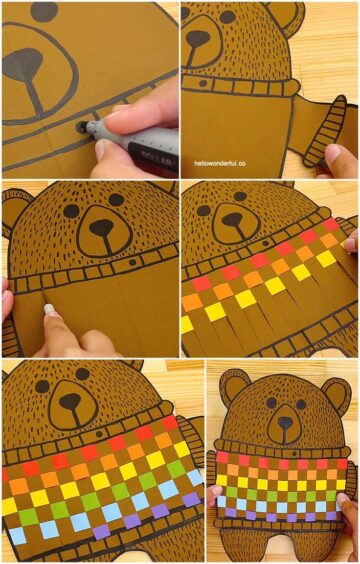 Paper Bear Weaving Craft - With Printable Template