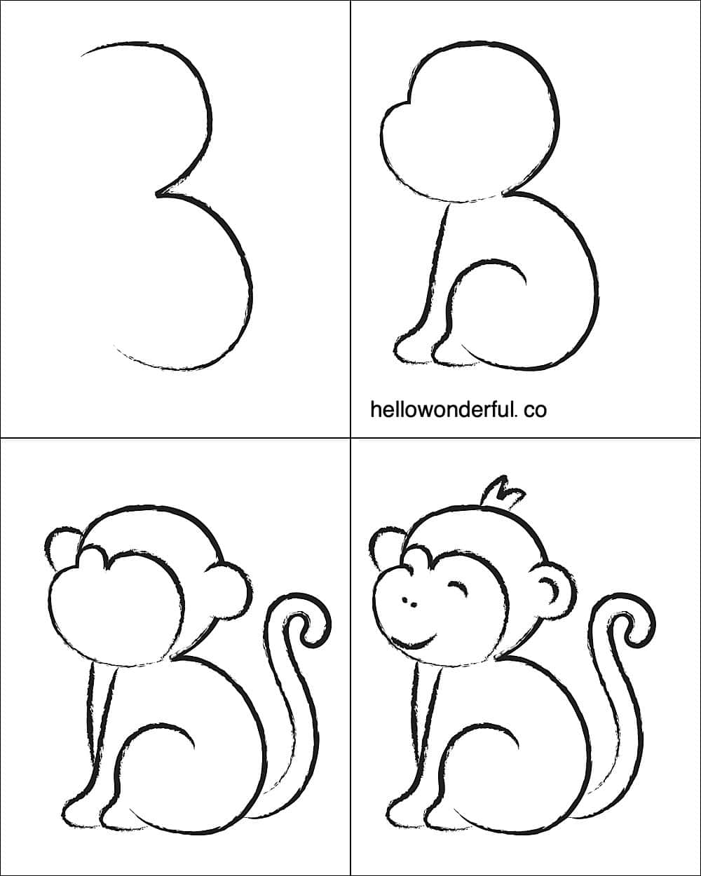 how to draw a monkey
